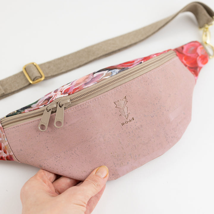 Bauchtasche  Kork Rosa Spring Blossom Size M