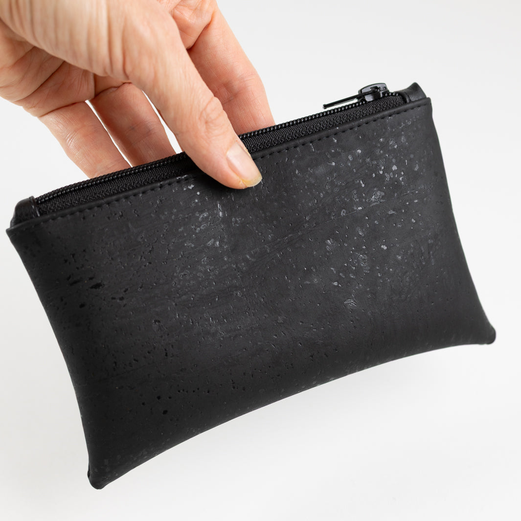 Einzelstück - Mini-Geldbörse Kork Rainbow Schwarz mit Kartenfächern