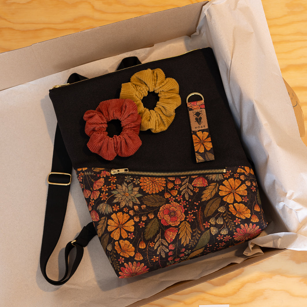 mini backpack with secret compartment cork flower