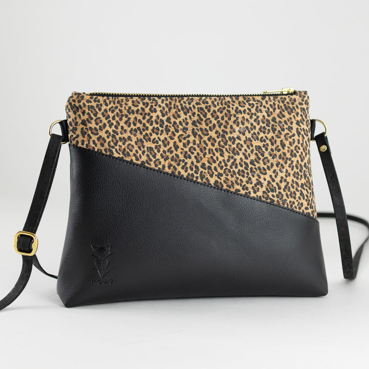 Kleine Handtasche Kork Leo mit Reißverschlusstasche