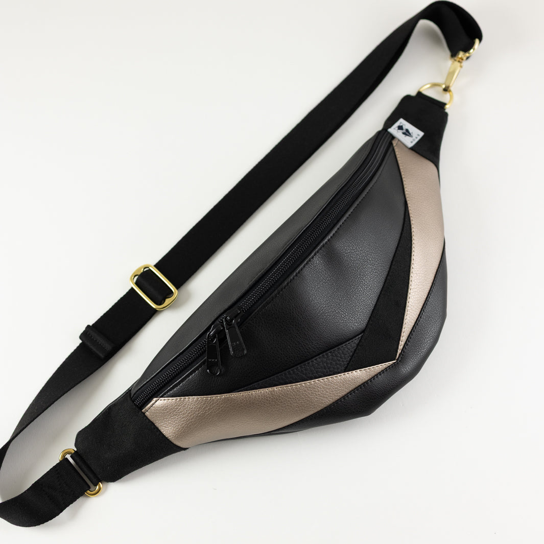 Bauchtasche Dreiecke Platin Gold Size L