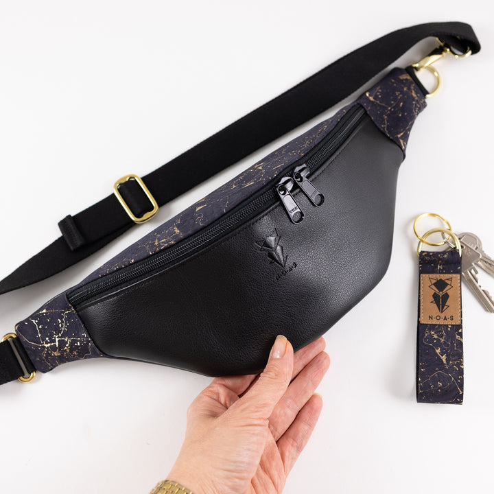 Bum Bag Taupe Cork Night Blue Gold Size M