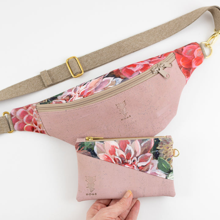 Bauchtasche  Kork Rosa Spring Blossom Size M