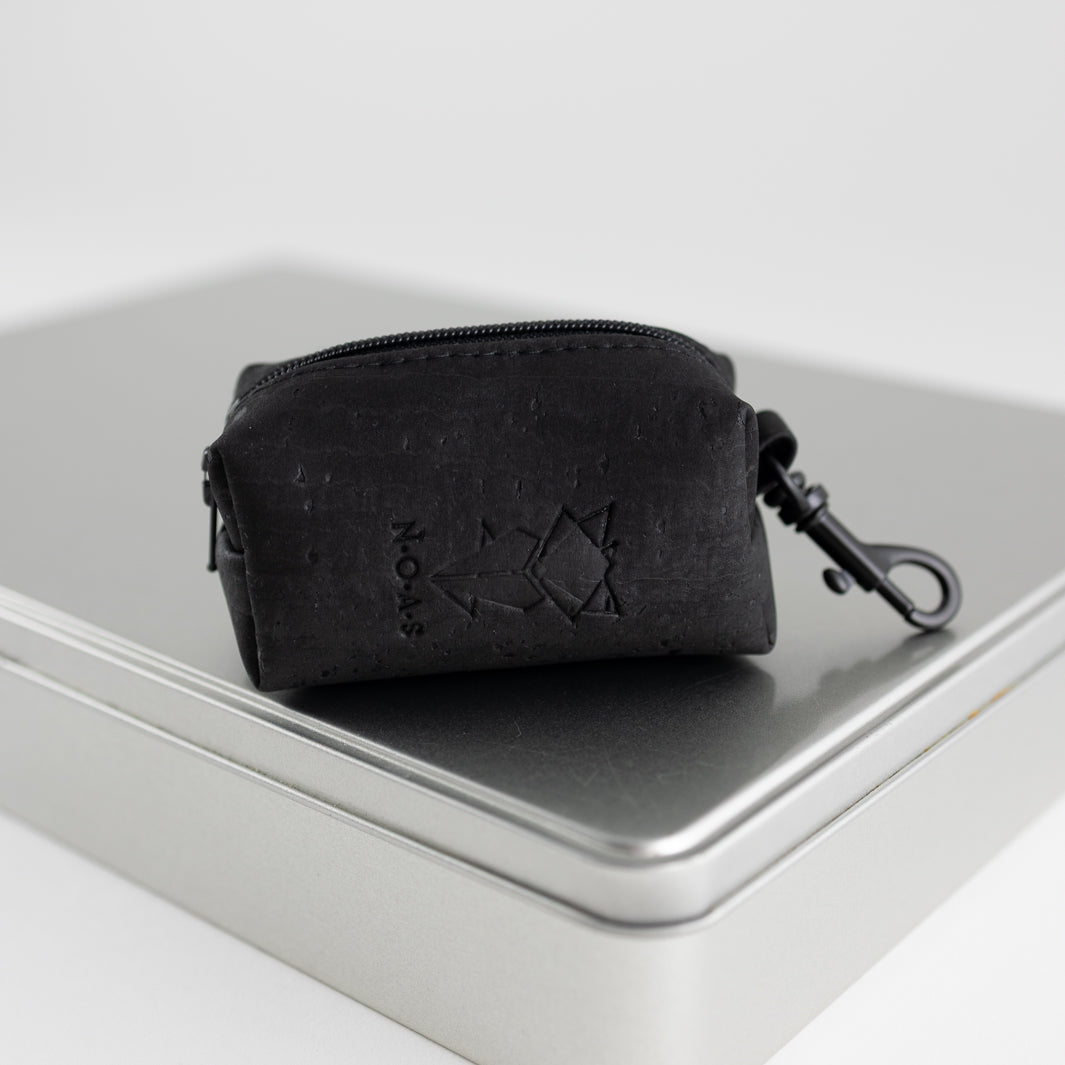 Mini-Tasche für Hundekotbeutel – Kork Schwarz All Black Design
