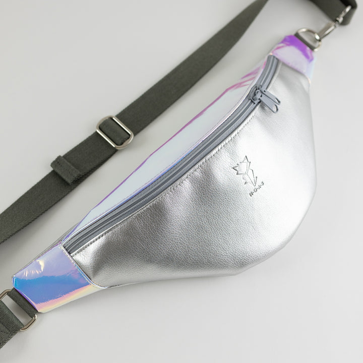 Festival Bauchtasche Holo Rainbow Silber Size L