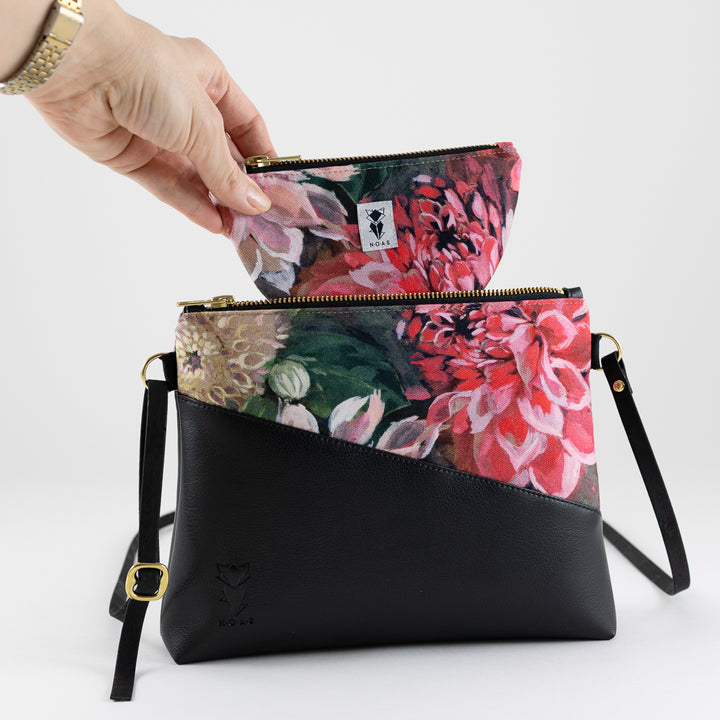 Kleine Handtasche Spring Blossom mit Reißverschlusstasche