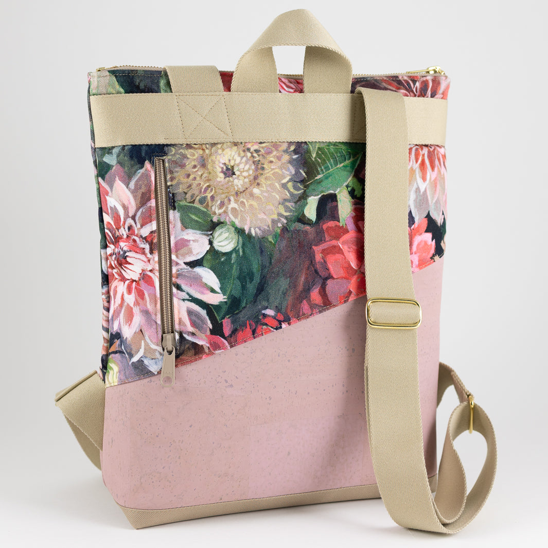 Mini-Rucksack Spring Blossom Kork Rosa mit Geheimfach