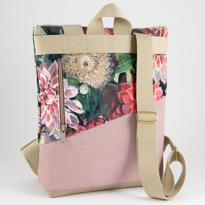 Mini-Rucksack Spring Blossom Kork Rosa mit Geheimfach