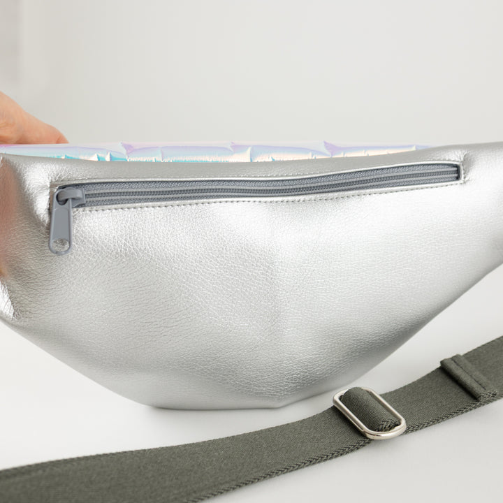 Festival Bauchtasche Holo Rainbow Silber Size L