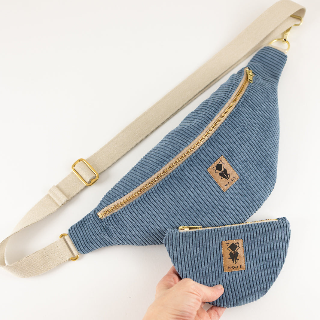Bauchtasche Cord Himmelblau Size L