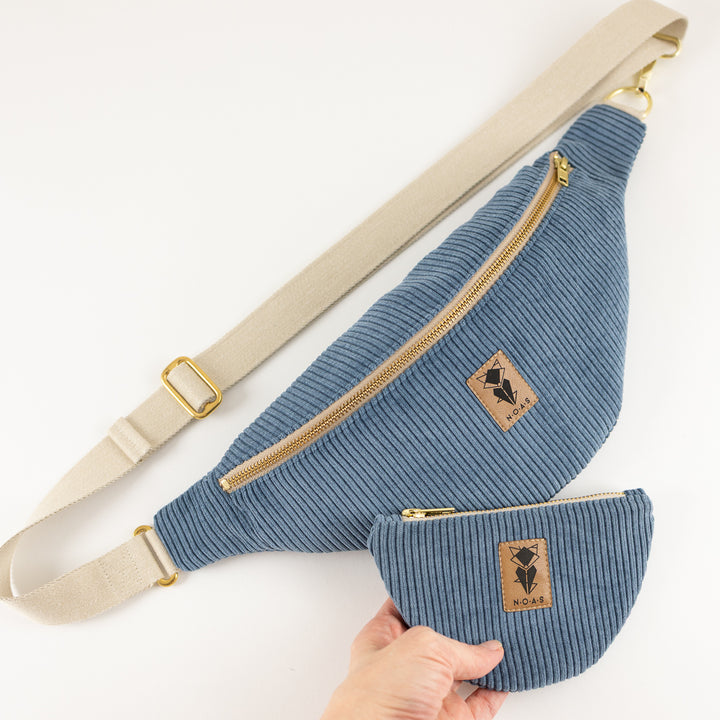 Bauchtasche Cord Himmelblau Size L