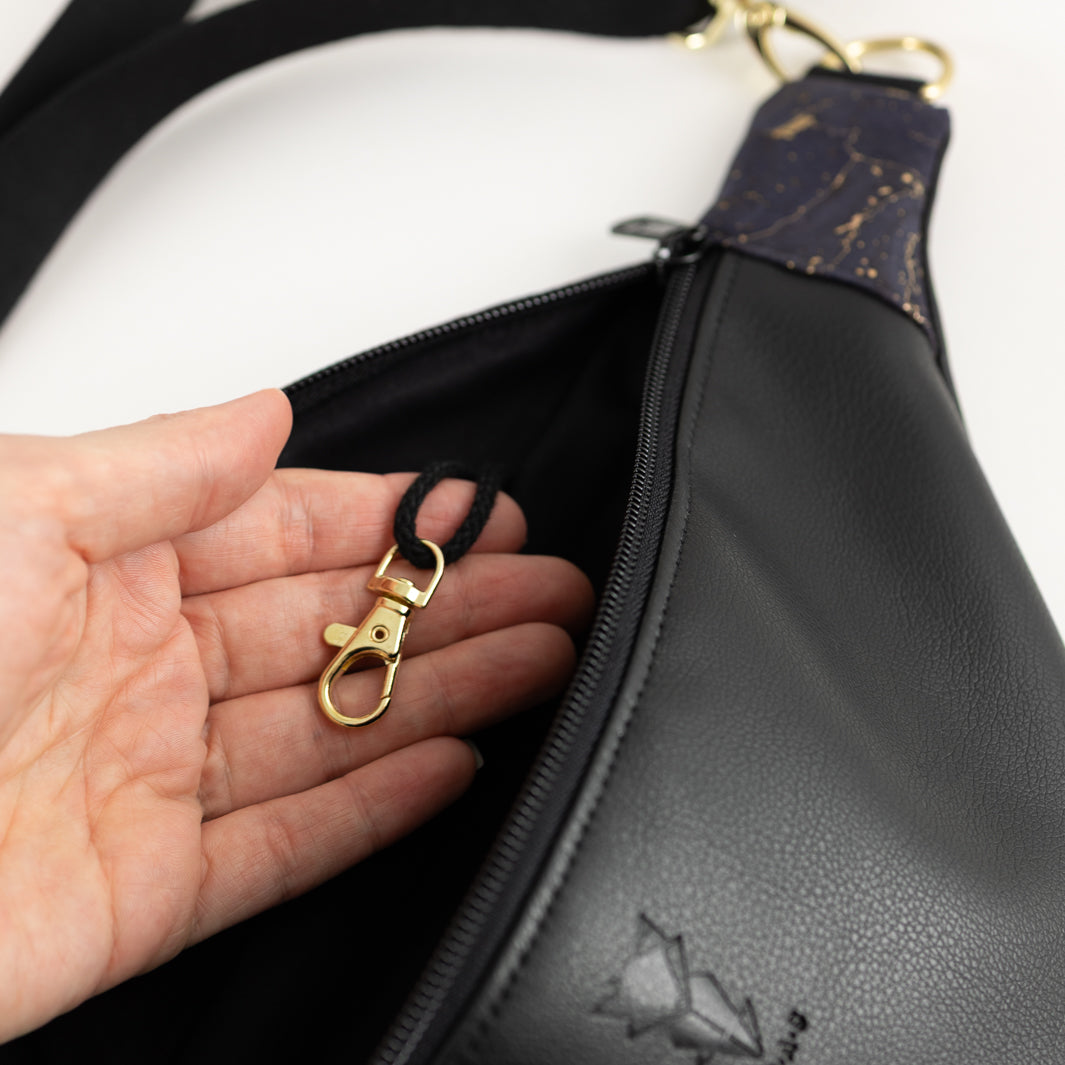 Bauchtasche Kork Nachtblau Gold Schwarz Size L