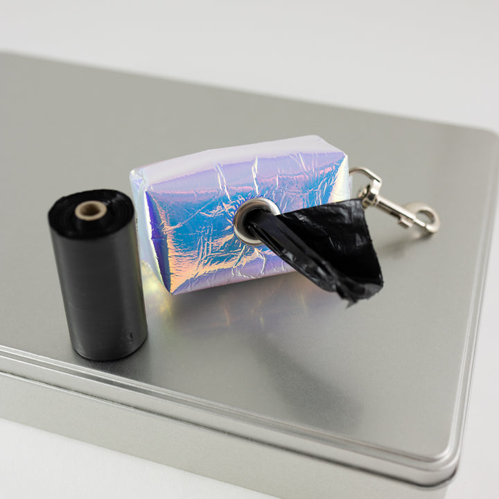 Mini-Tasche für Hundekotbeutel – Holo Rainbow Silber