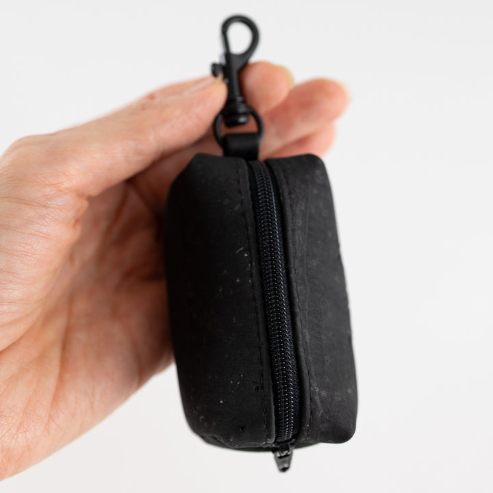 Mini-Tasche für Hundekotbeutel – Kork Schwarz All Black Design