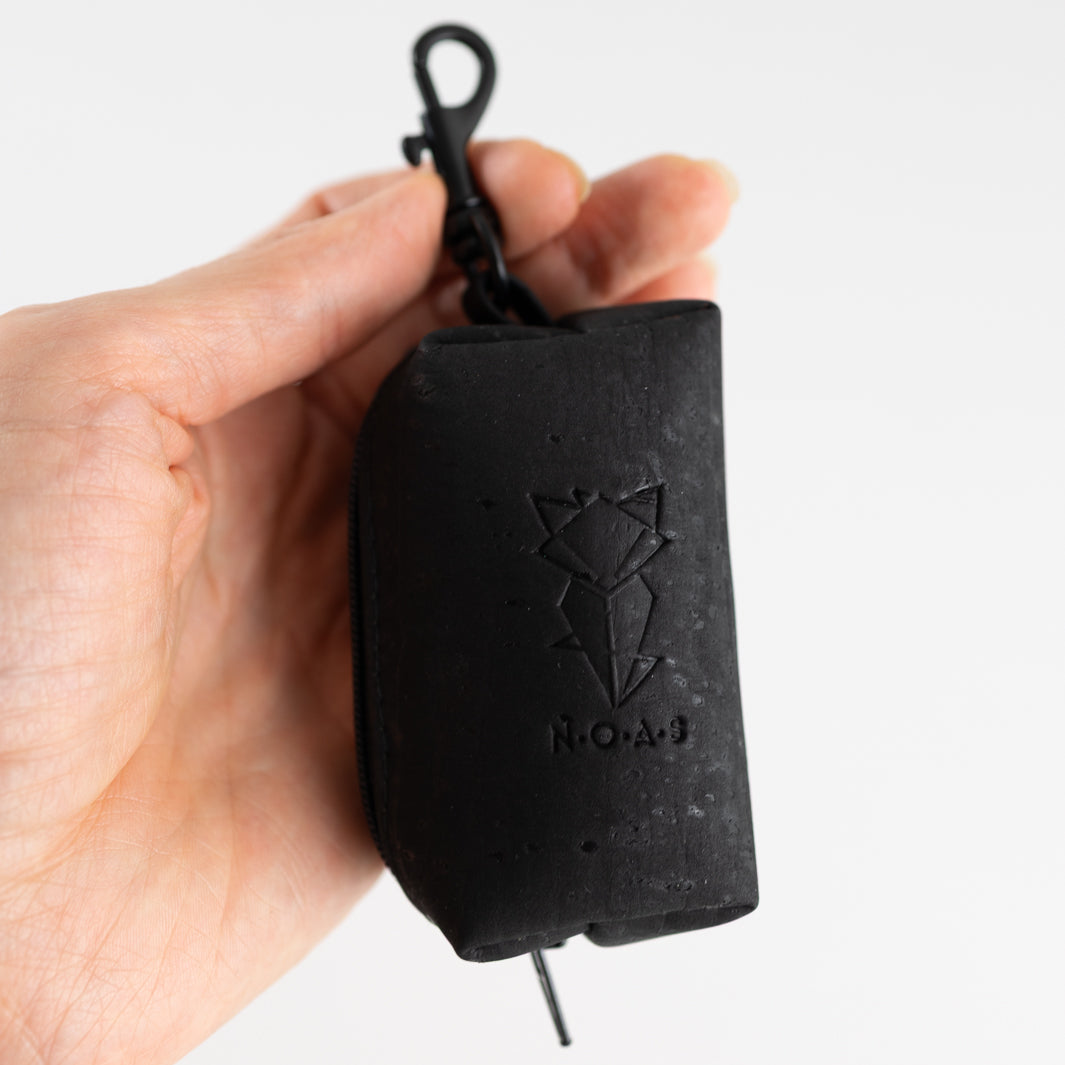 Mini-Tasche für Hundekotbeutel – Kork Schwarz All Black Design