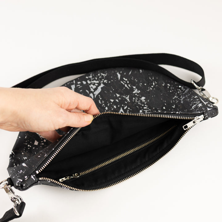 Moon Bag Kork Schwarz Silber