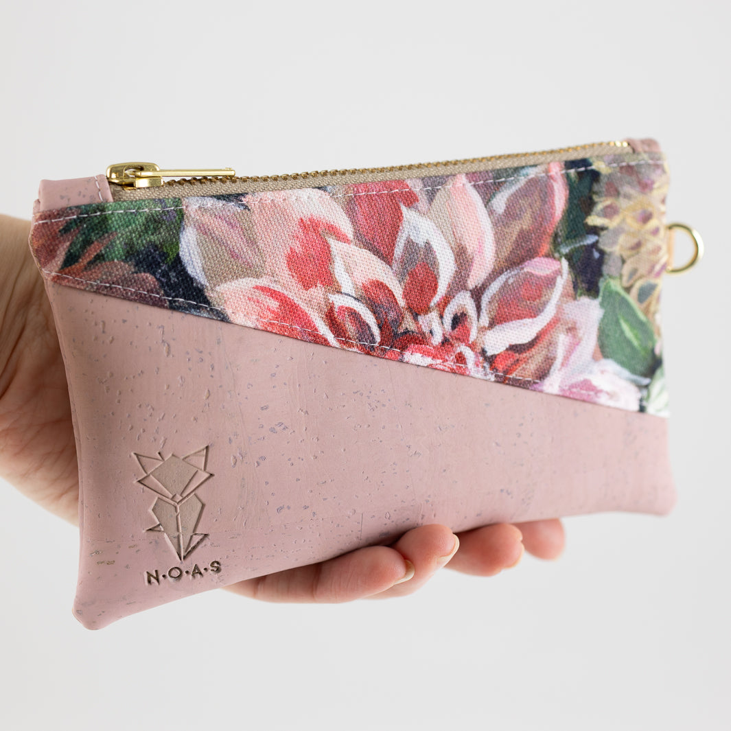 Mini-Geldbörse Spring Blossom Kork Rosa mit Kartenfächern