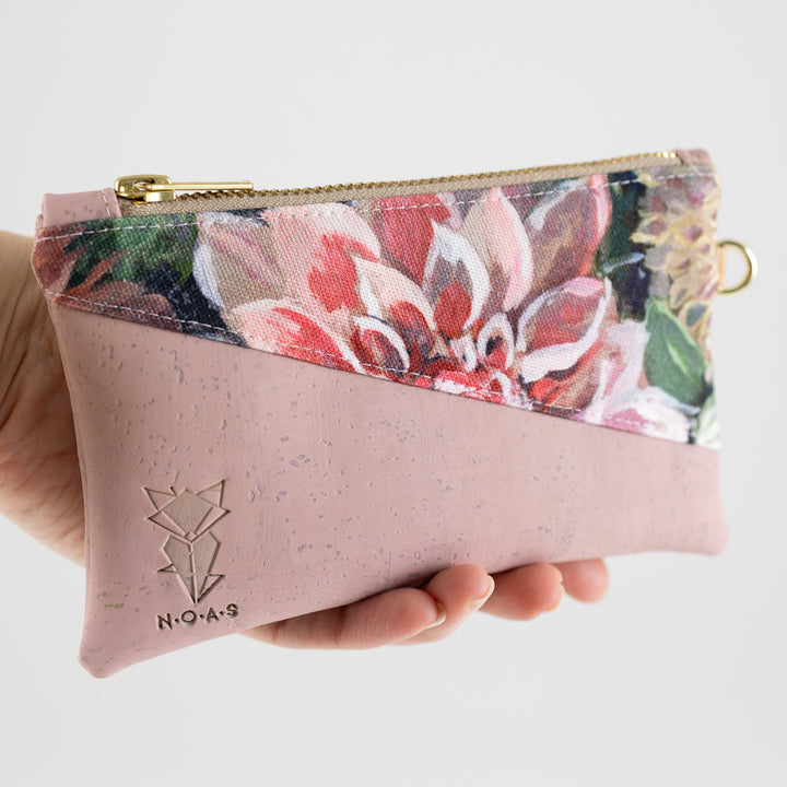 Mini-Geldbörse Spring Blossom Kork Rosa mit Kartenfächern