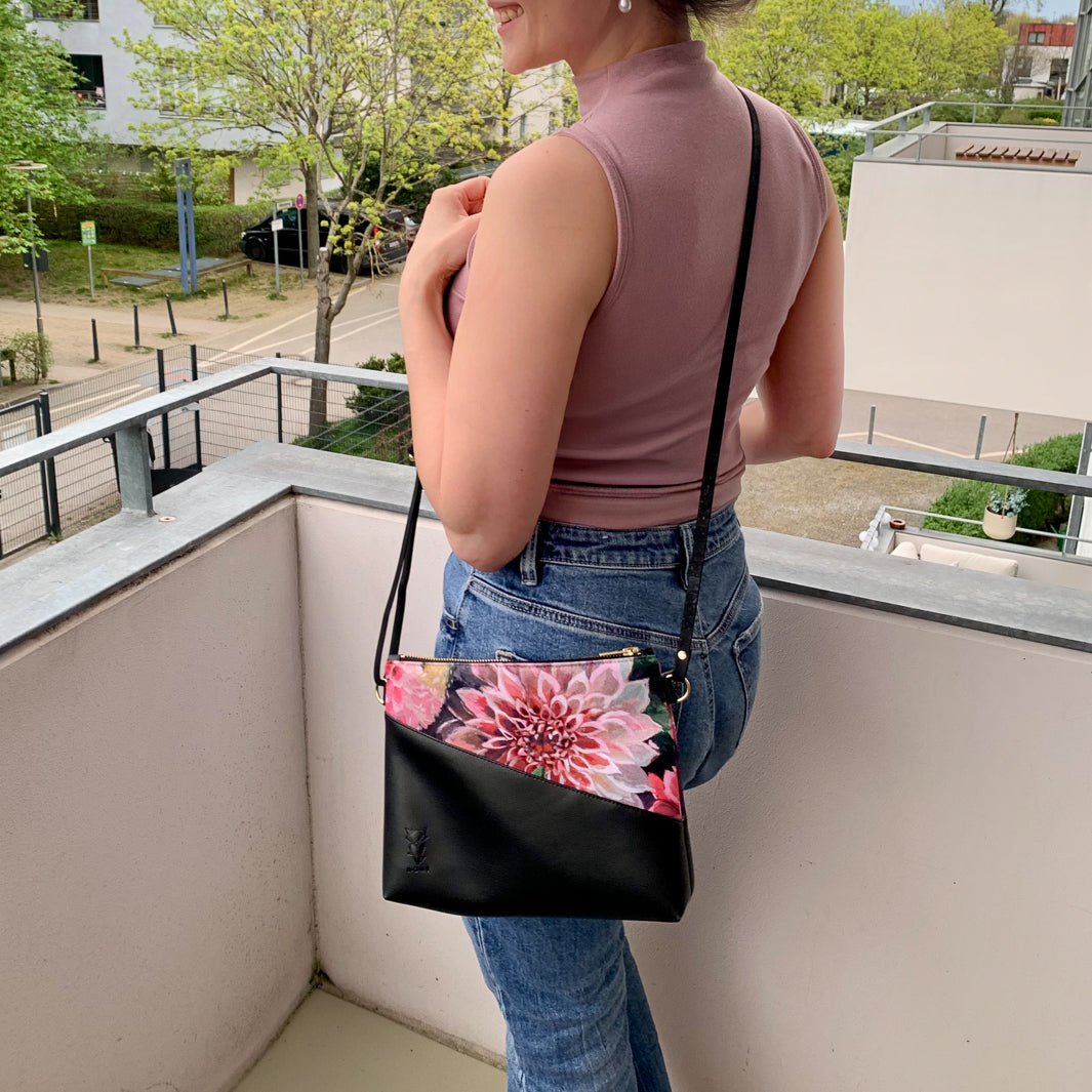 NOAS Handtasche Geometric Love – Blumenmuster mit Innentasche