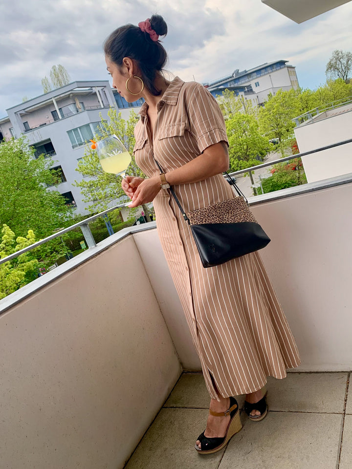small handbag cork leo with zip pocket