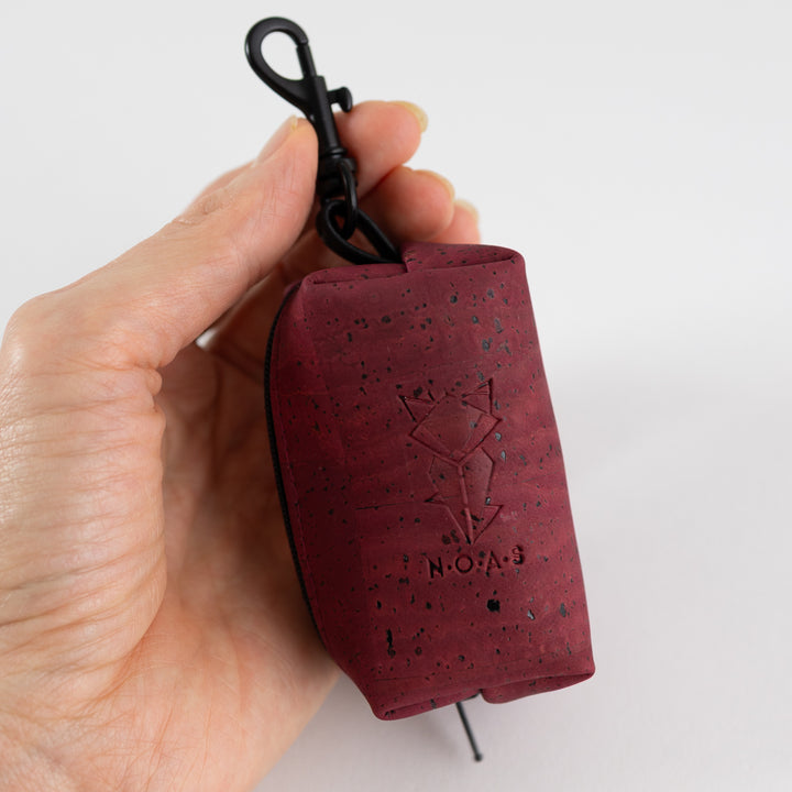 Mini-Tasche für Hundekotbeutel – Kork Weinrot