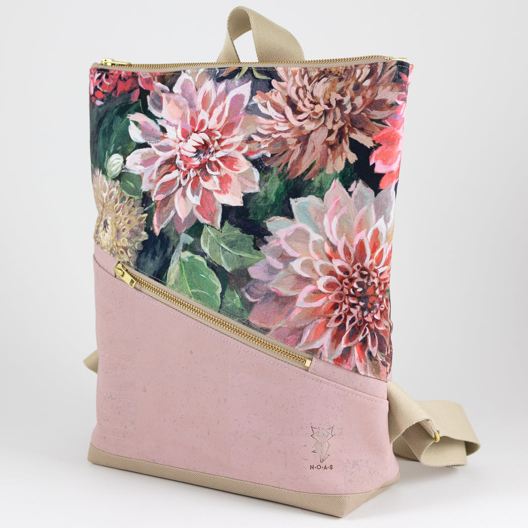 Mini-Rucksack Spring Blossom Kork Rosa mit Geheimfach
