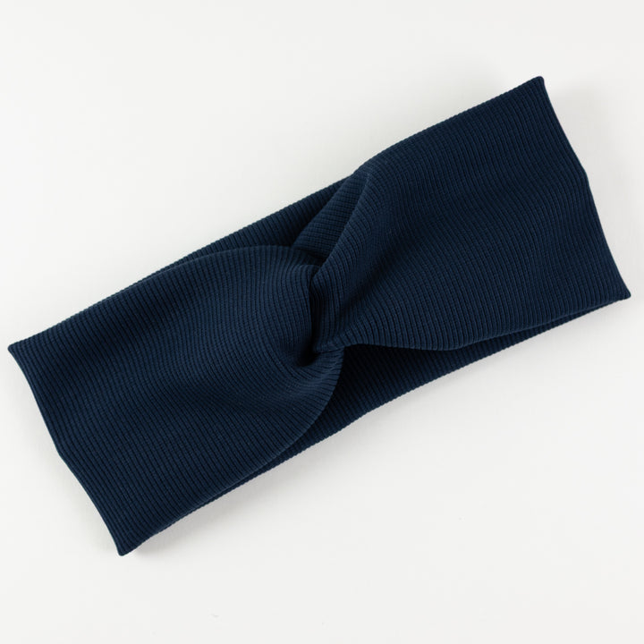 Knoten-Stirnband Dunkelblau aus Biobaumwolle