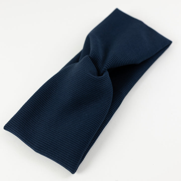 Knoten-Stirnband Dunkelblau aus Biobaumwolle