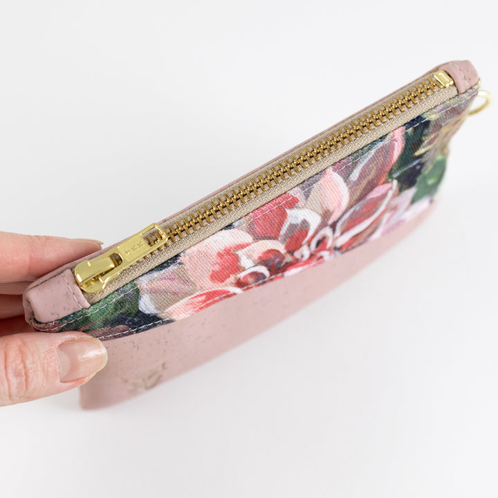 Mini-Geldbörse Spring Blossom Kork Rosa mit Kartenfächern