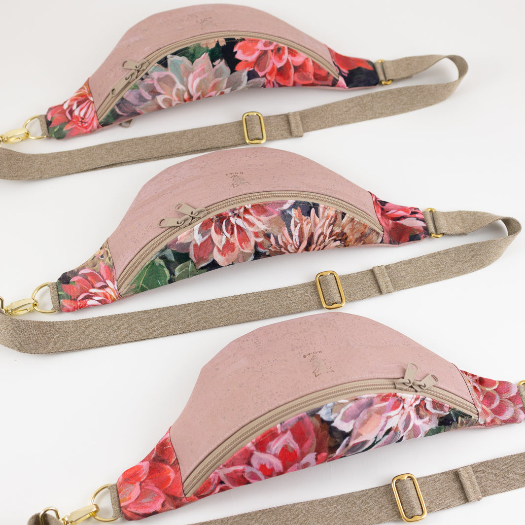 Bauchtasche  Kork Rosa Spring Blossom Size M