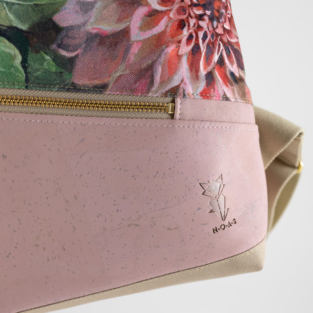 Mini-Rucksack Spring Blossom Kork Rosa mit Geheimfach