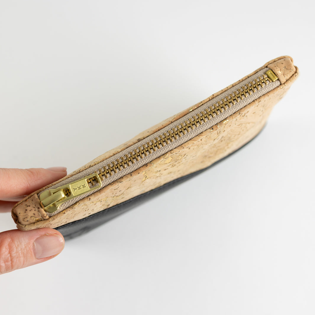 Mini-Geldbörse Kork Natur Gold mit Kartenfächern