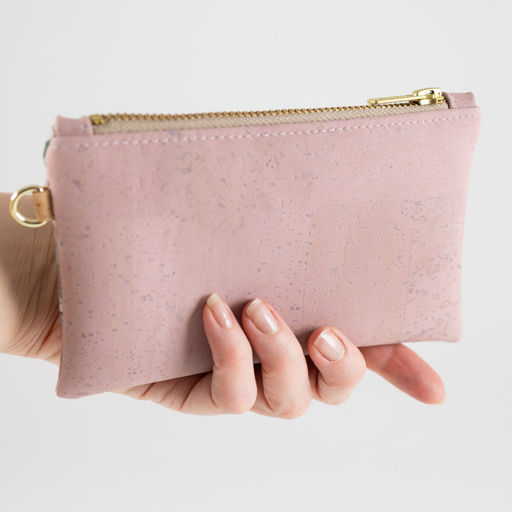 Mini-Geldbörse Spring Blossom Kork Rosa mit Kartenfächern