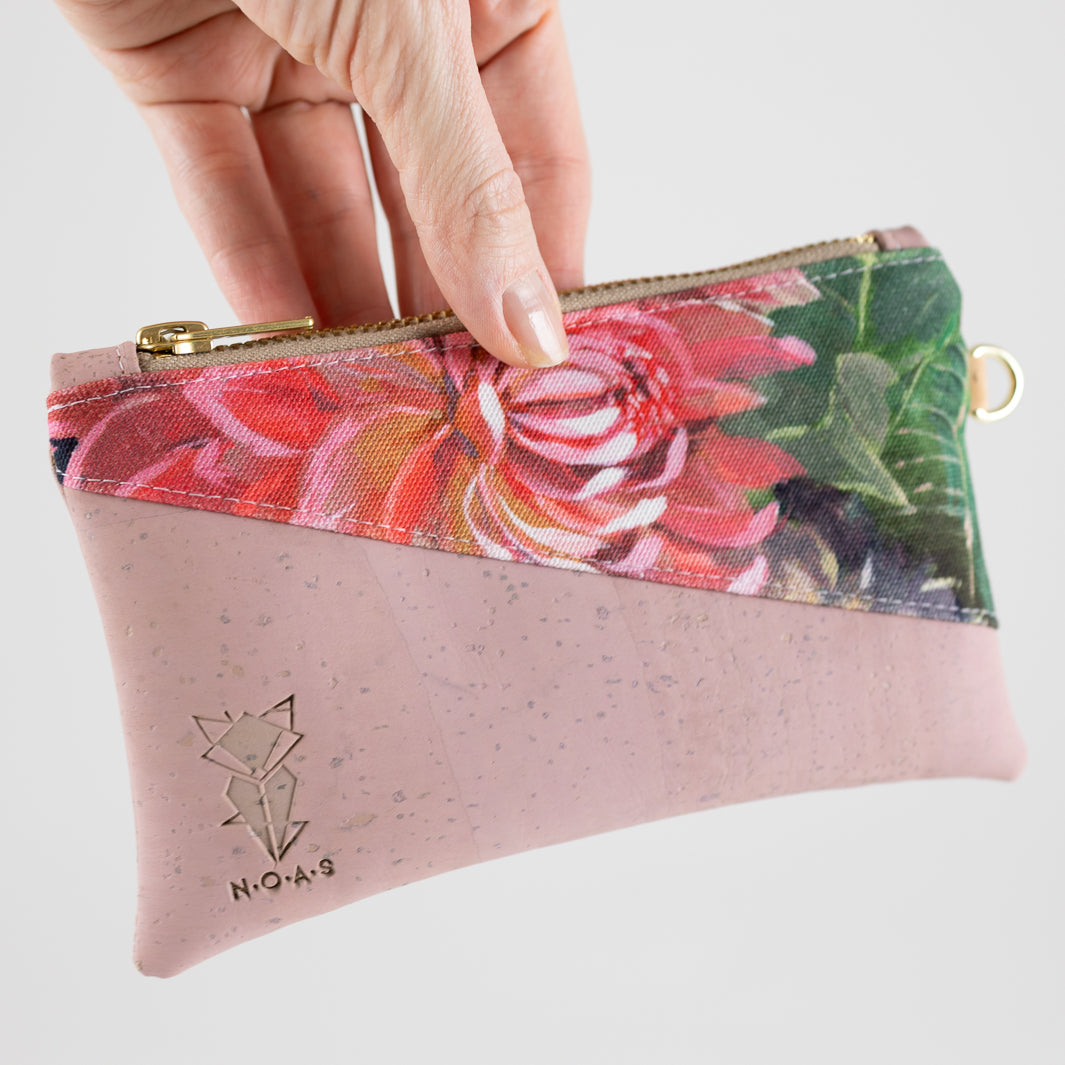 Mini-Geldbörse Spring Blossom Kork Rosa mit Kartenfächern