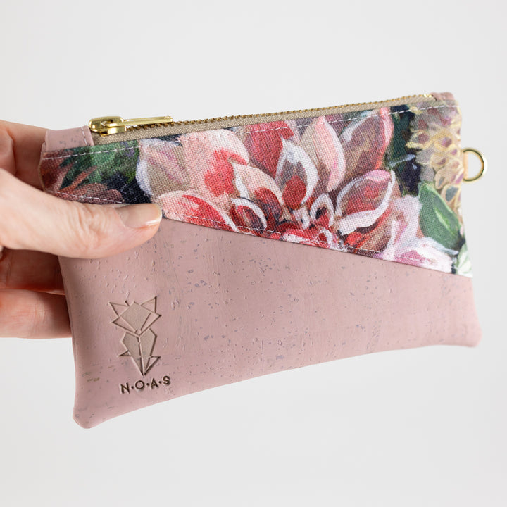 Mini-Geldbörse Spring Blossom Kork Rosa mit Kartenfächern