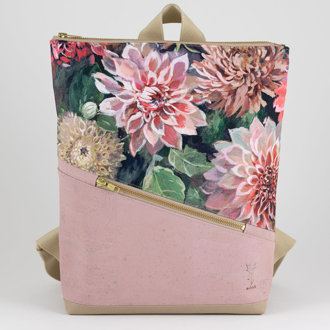 Mini-Rucksack Spring Blossom Kork Rosa mit Geheimfach