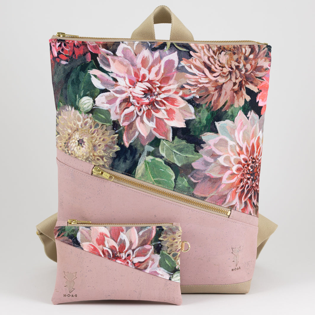 Mini-Rucksack Spring Blossom Kork Rosa mit Geheimfach