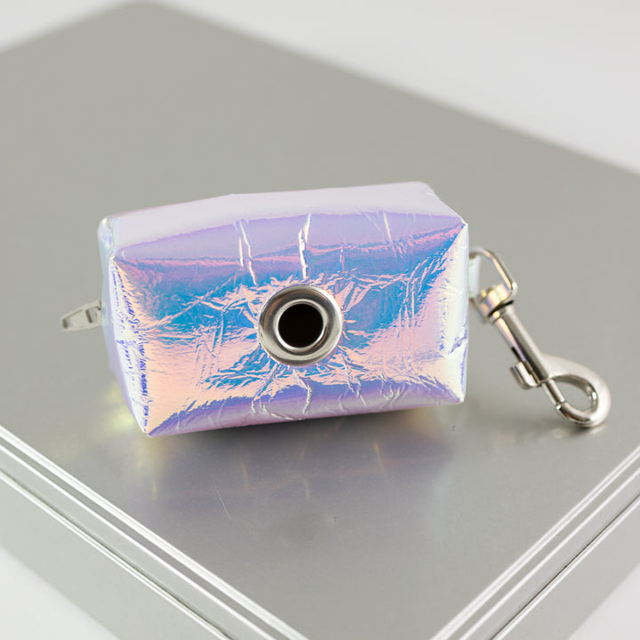 Mini-Tasche für Hundekotbeutel – Holo Rainbow Silber