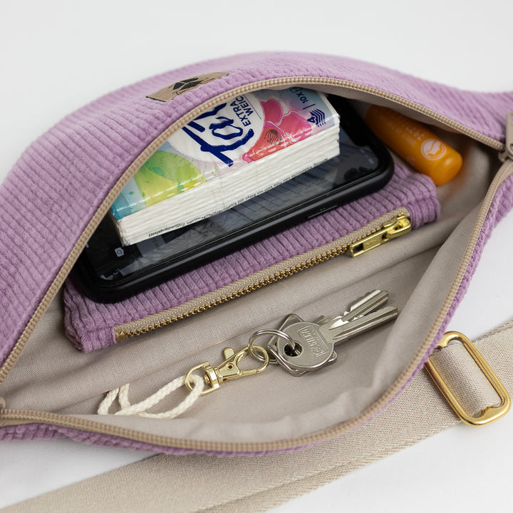 Bauchtasche  Cord Lilac Size M