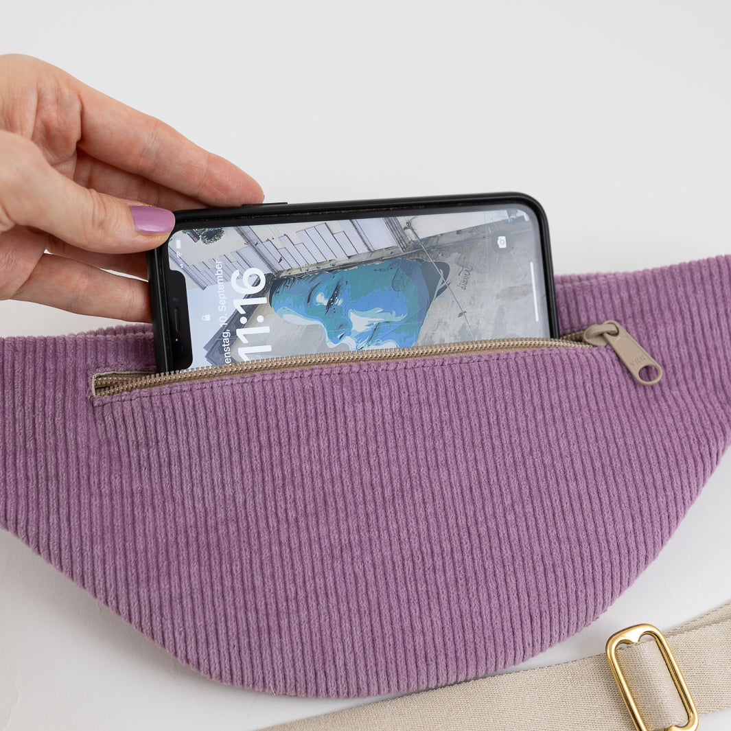 Bauchtasche  Cord Lilac Size M