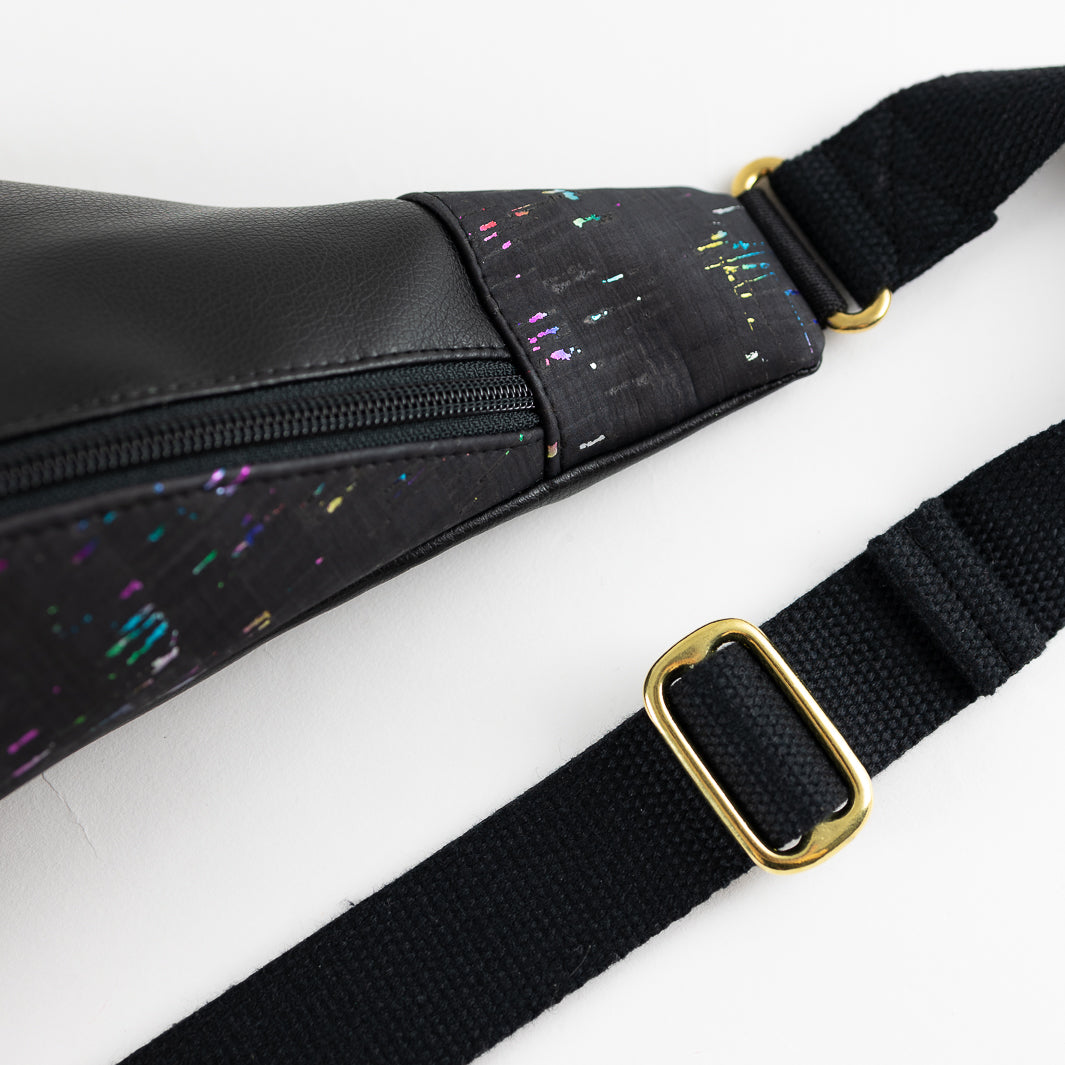 Bauchtasche Rainbow Kork Schwarz Size L
