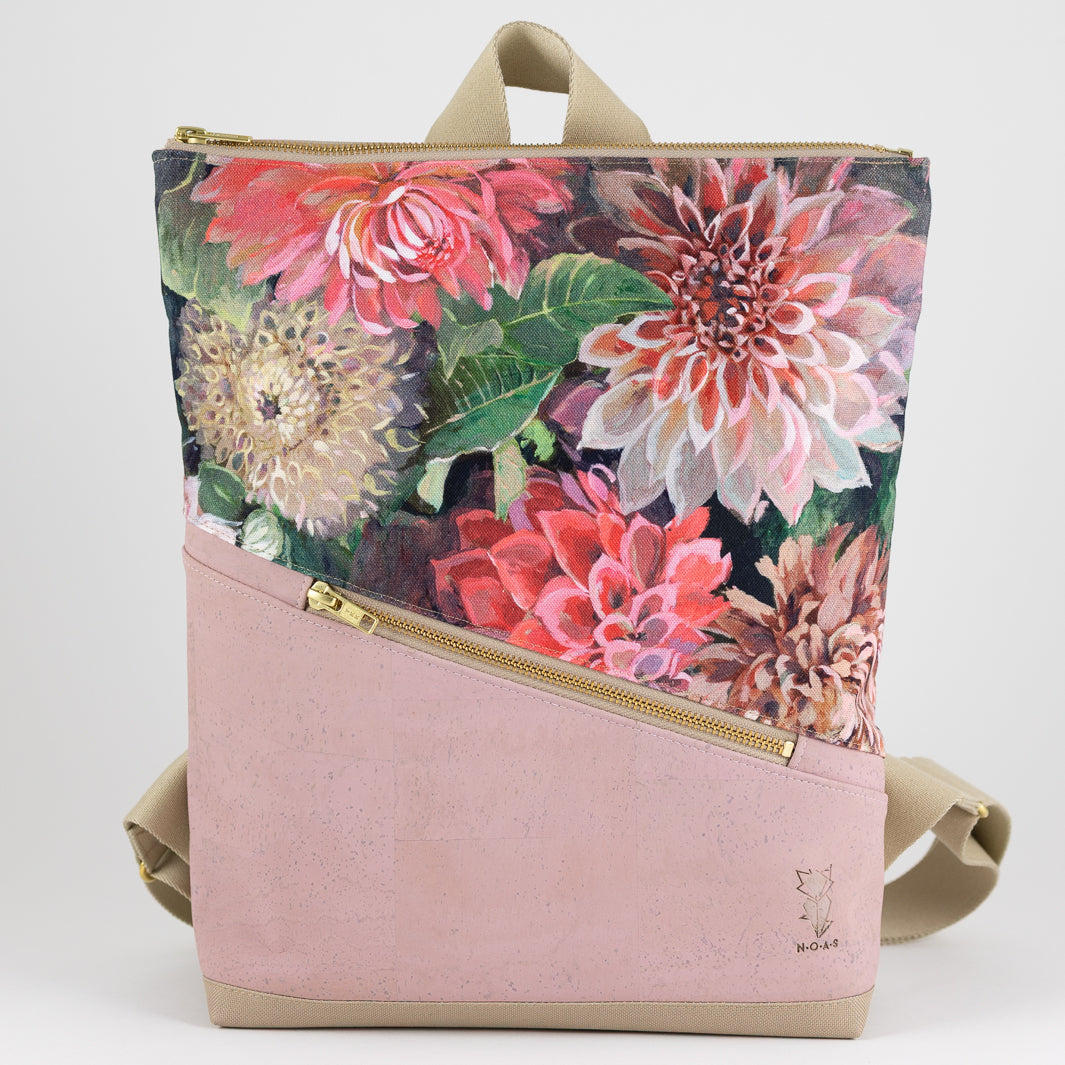 Mini-Rucksack Spring Blossom Kork Rosa mit Geheimfach