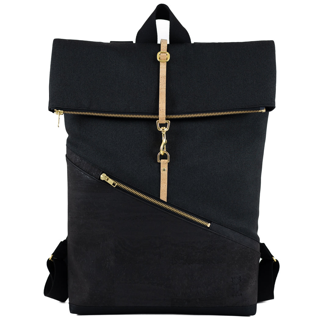 Wähle deine Materialkombination - Großer Rolltop Rucksack Kork & Canvas mit Laptopfach