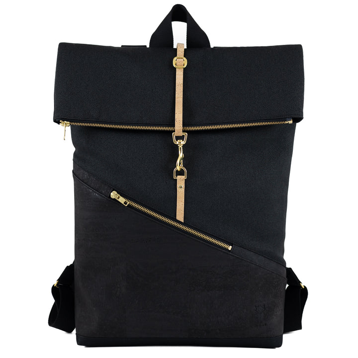 Wähle deine Materialkombination - Großer Rolltop Rucksack Kork & Canvas mit Laptopfach