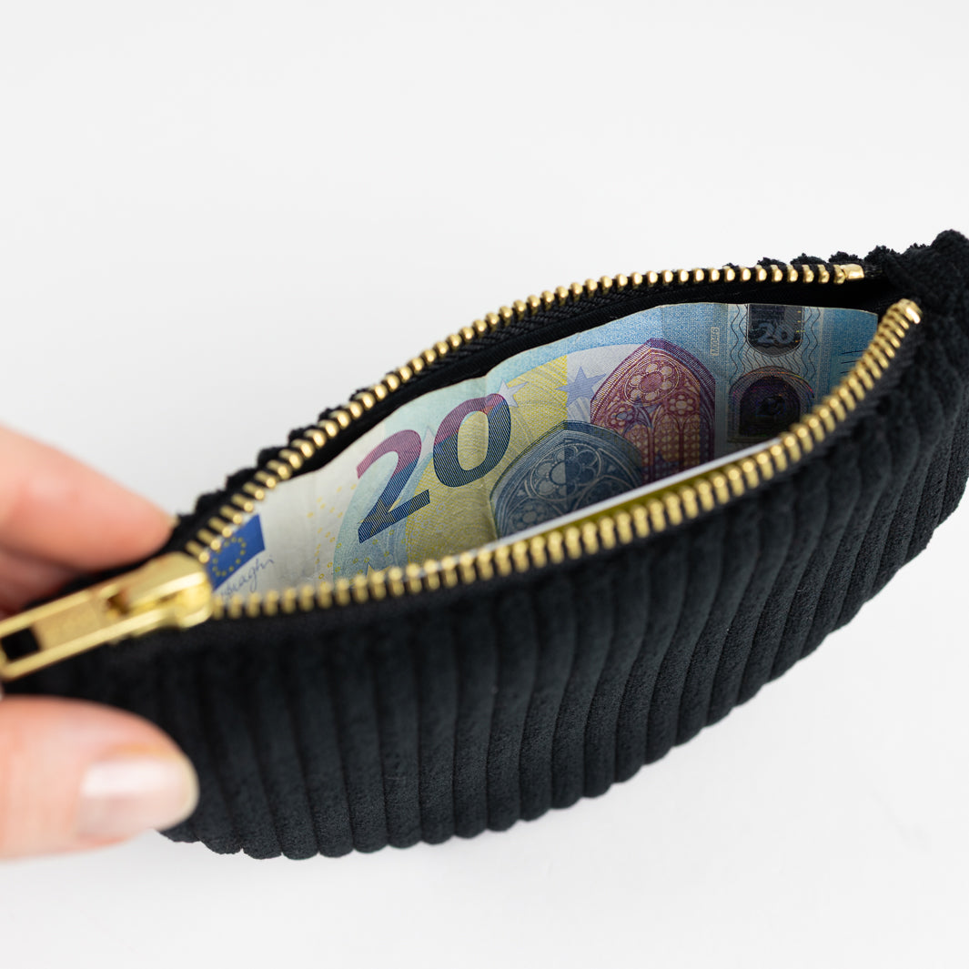 Moon Bag Geldbörse Cord Schwarz