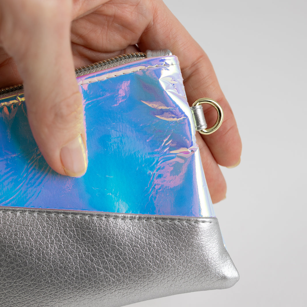 Mini-Geldbörse mit Kartenfächern Rainbow Silber