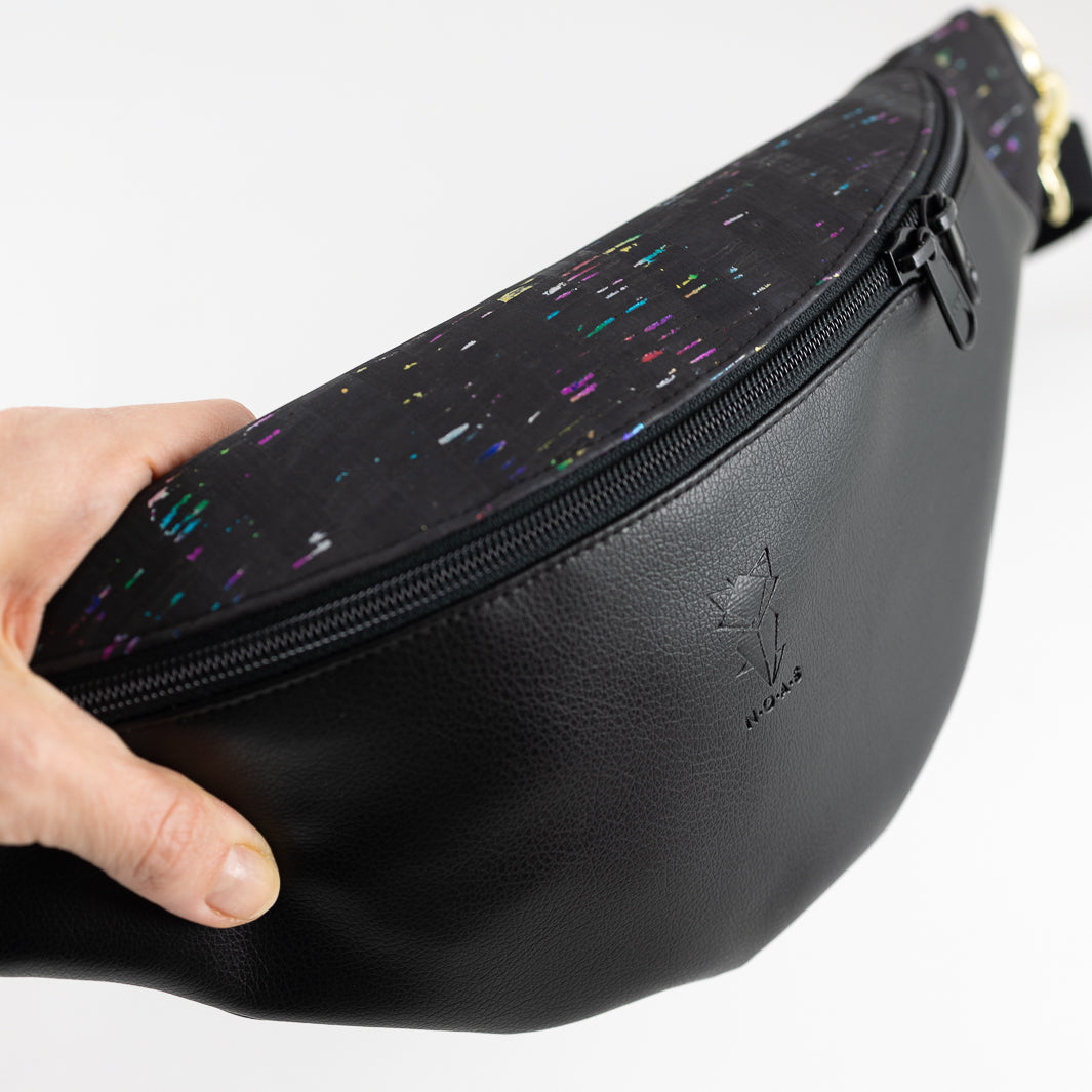 Bauchtasche Rainbow Kork Schwarz Size L