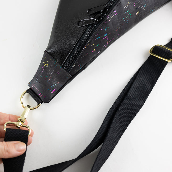 Bauchtasche Rainbow Kork Schwarz Size L