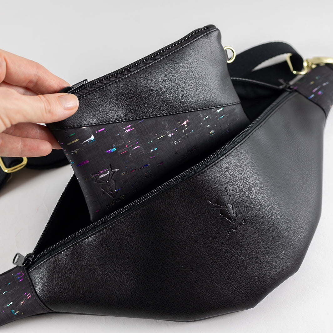 Bauchtasche Rainbow Kork Schwarz Size L