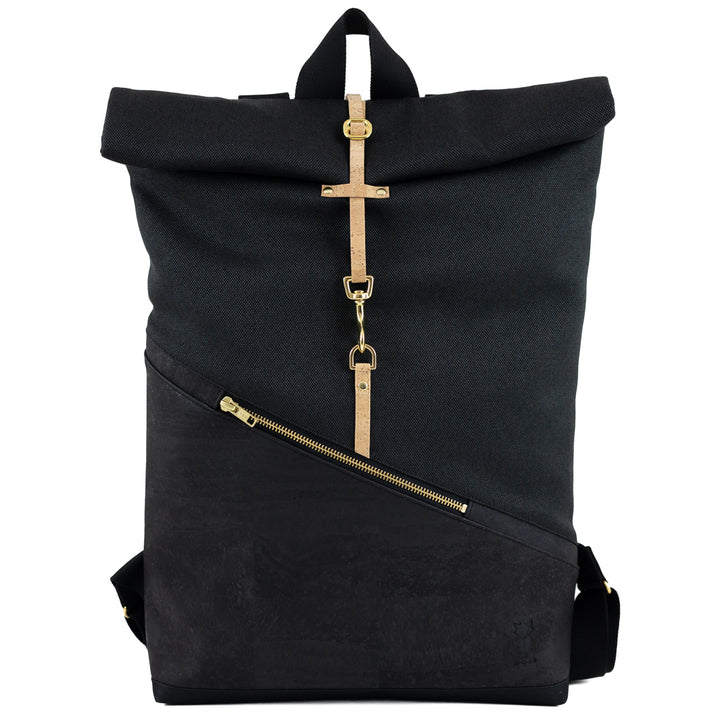 Wähle deine Materialkombination - Großer Rolltop Rucksack Kork & Canvas mit Laptopfach